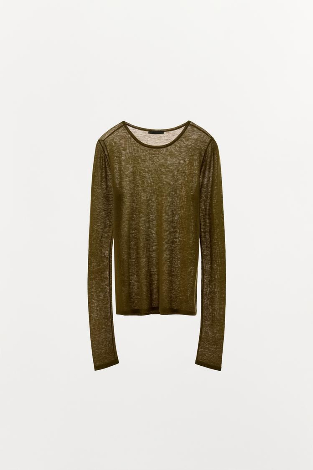 ZARA ФУТБОЛКА ИЗ 100% ШЕРСТИ, ЗЕЛЕНЫЙ