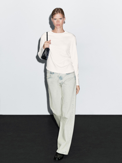 Massimo Dutti Джинсы со средней посадкой и широкими штанинами, голубой