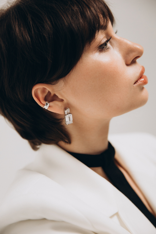 Серьги - пусеты с цирконием