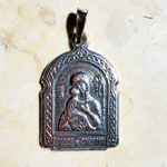 Нательная икона Божией Матери Владимирская с серебрением