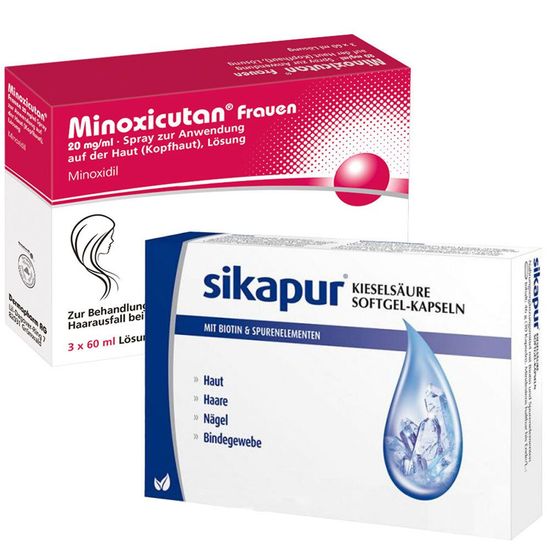 Minoxicutan для женщин и мягкие желатиновые капсулы Silkapur Silica с биотином