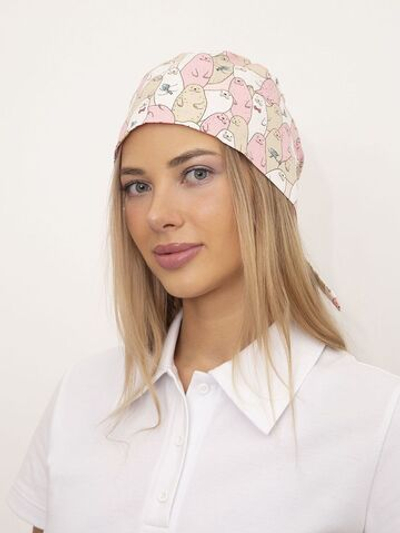 Шапочка медицинская, принт "Морские котики", розовый