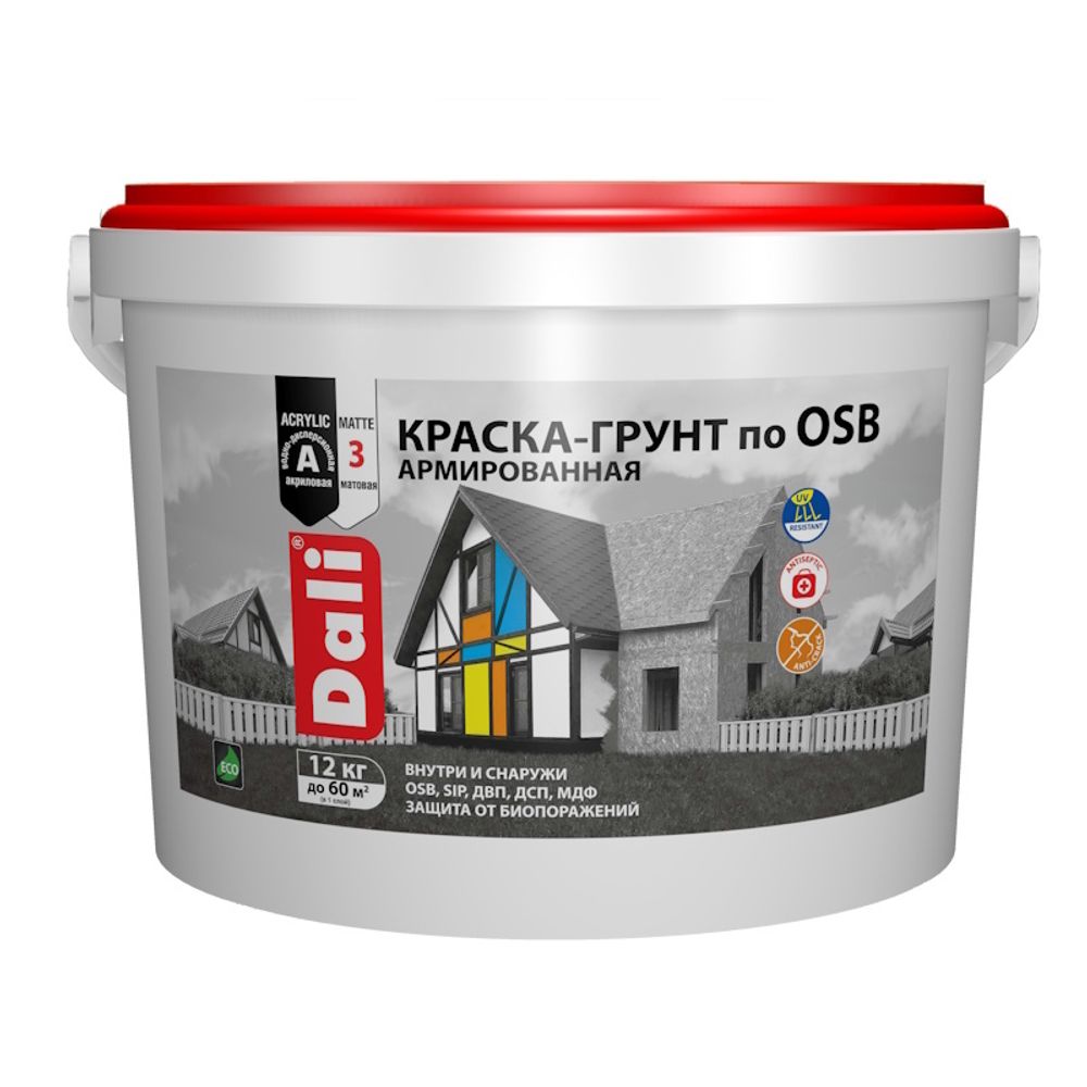 Краска-грунт по OSB  DALI  база А белая 12кг (Рогнеда)