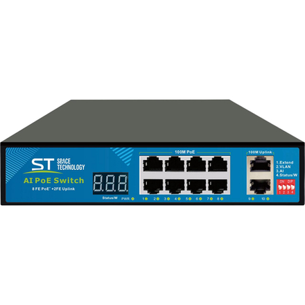 Коммутатор на 8 PoE портов ST-S812POE (2M/150W/А/SC) PRO