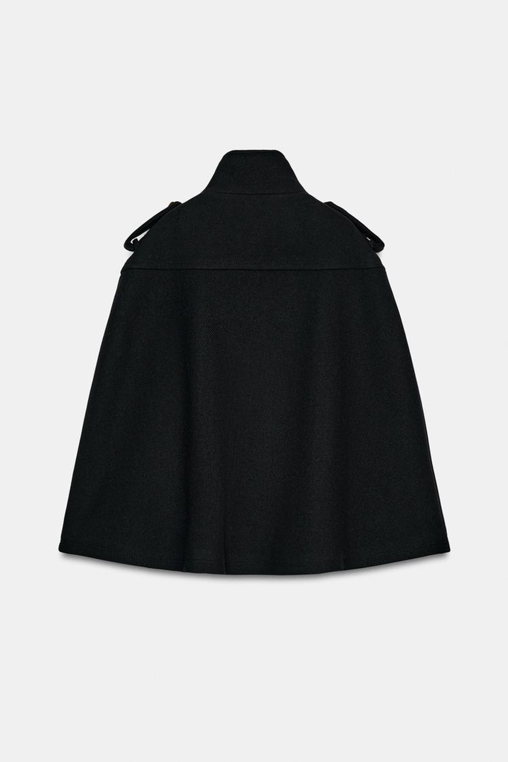 ZARA НАКИДКА ИЗ СМЕСОВОЙ ШЕРСТИ С МЕТАЛЛИЧЕСКИМИ ПУГОВИЦАМИ — ZW COLLECTION, ЧЕРНЫЙ