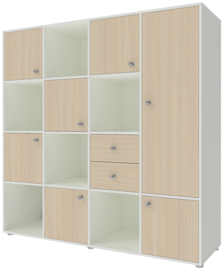 Стеллаж КарИВи Джери 2 Белый   Дуб Молочный