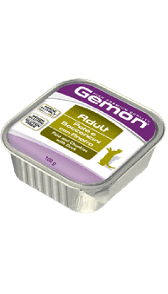 Gemon 100г Cat консервы для кошек паштет с кусочками утки