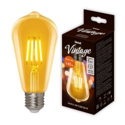 LED-ST64-5W-GOLDEN-E27 GLV22GO Лампа светодиодная Vintage. Форма конус. золотистая колба. Картон. ТМ Uniel