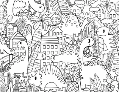 Цифровое панно ID Wall Раскраска "Город динозавров"