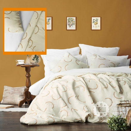 Покрывало велюровое с вышивкой ДЖЖИМ (арт. BL02-290-01) - 230х250 см. - молочное