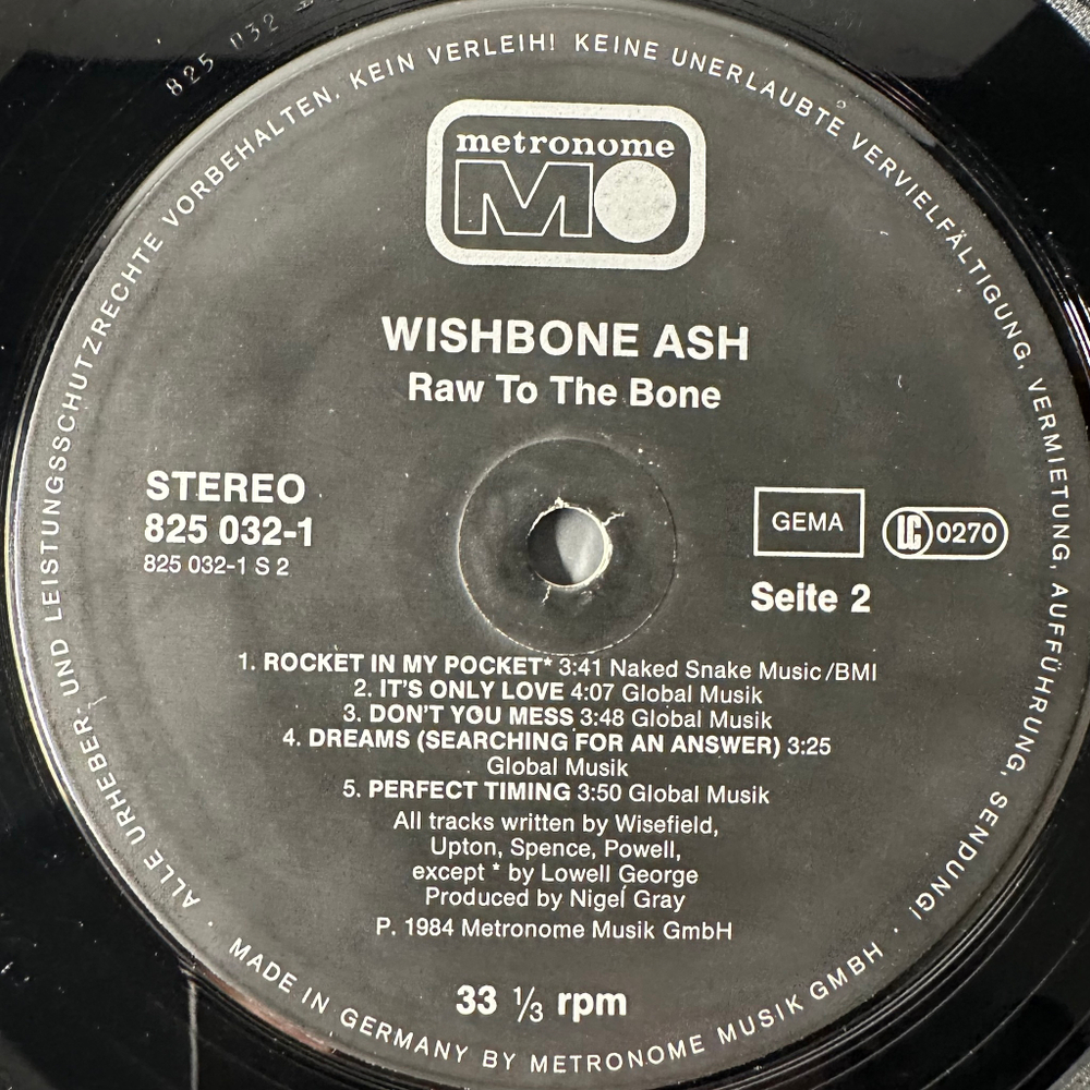 Wishbone Ash ‎– Raw To The Bone (Германия 1984г.)