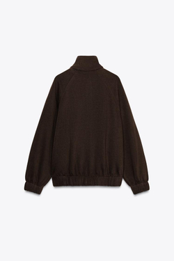 ZARA МЯГКАЯ ТОЛСТОВКА НА МОЛНИИ, ШОКОЛАДНЫЙ