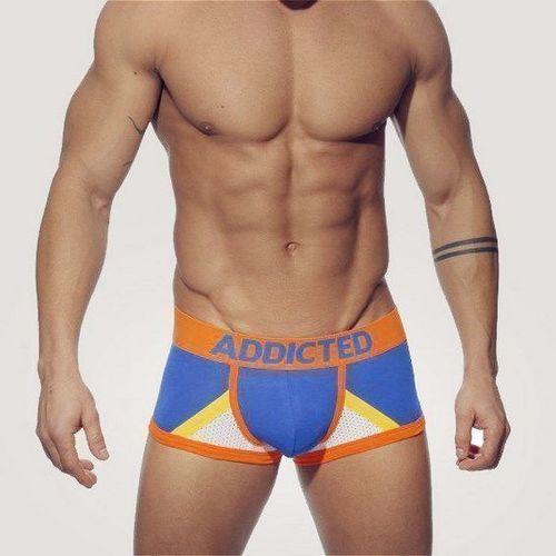 Мужские трусы хипсы синие с оранжевой резинкой Seobean Addicted