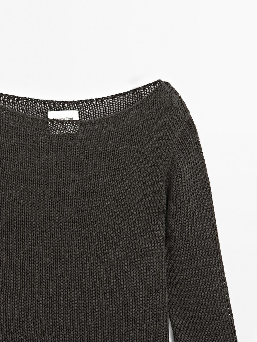 Massimo Dutti Длинный вязаный свитер - Limited Edition, коричневый