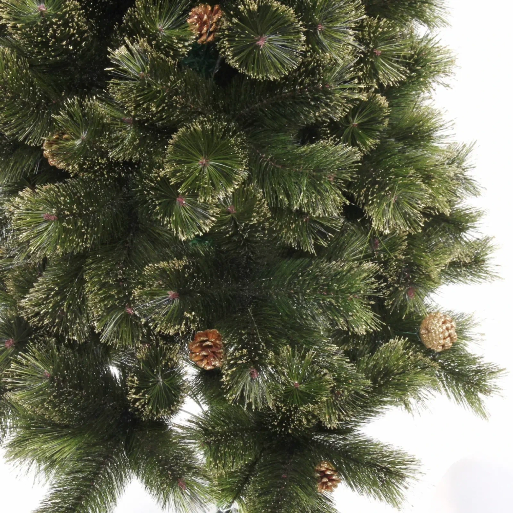 Ёлка «Зимушка» 210 см, леска, шишки, золотое напыление (380 веток) (SZ802GA-210)