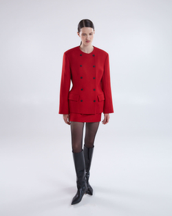 Жакет двубортный приталенный из шерсти красный