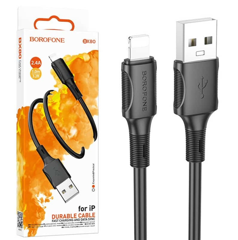 Кабель USB - Lightning BOROFONE BX80 (черный) 1м