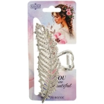 Заколка-краб для волос «AKS - DesignPRO», перо, цвет золото и хром, 11*5см