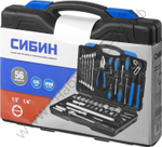 СИБИН 56 предм., (1/2″+1/4″), универсальный набор инструмента (27765-H56)