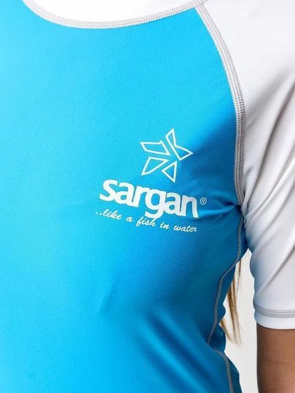 Футболка рашгард лонгслив Sargan Агидель UPF 50+ женская белый/голубой