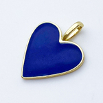 Подвеска Сердце, цвет золото+синий, размер 24*19 мм, цена за 1 шт