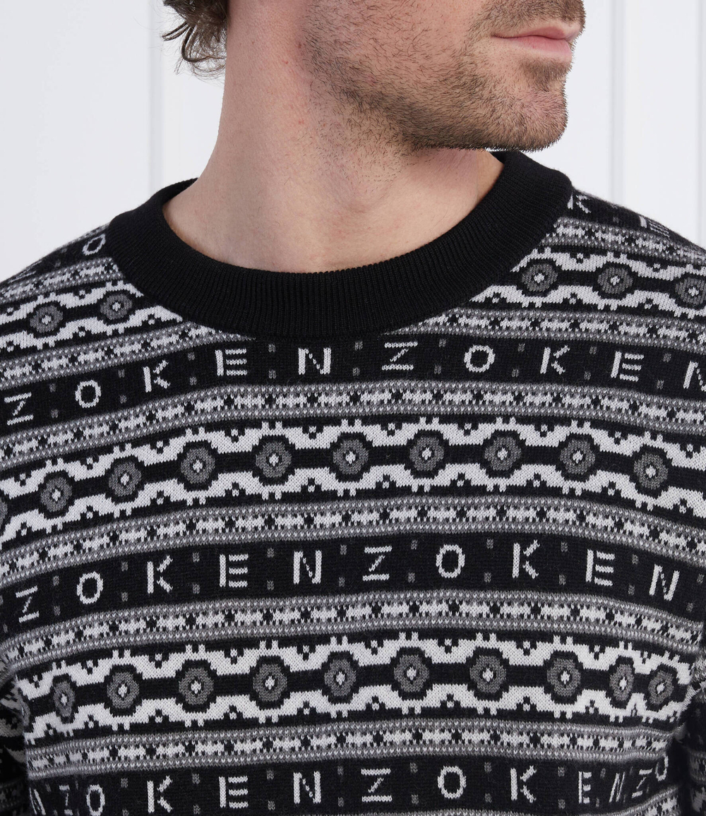 Хлопковый свитер jacquard regular jumper Kenzo - черный(FC65PU3213CJ)