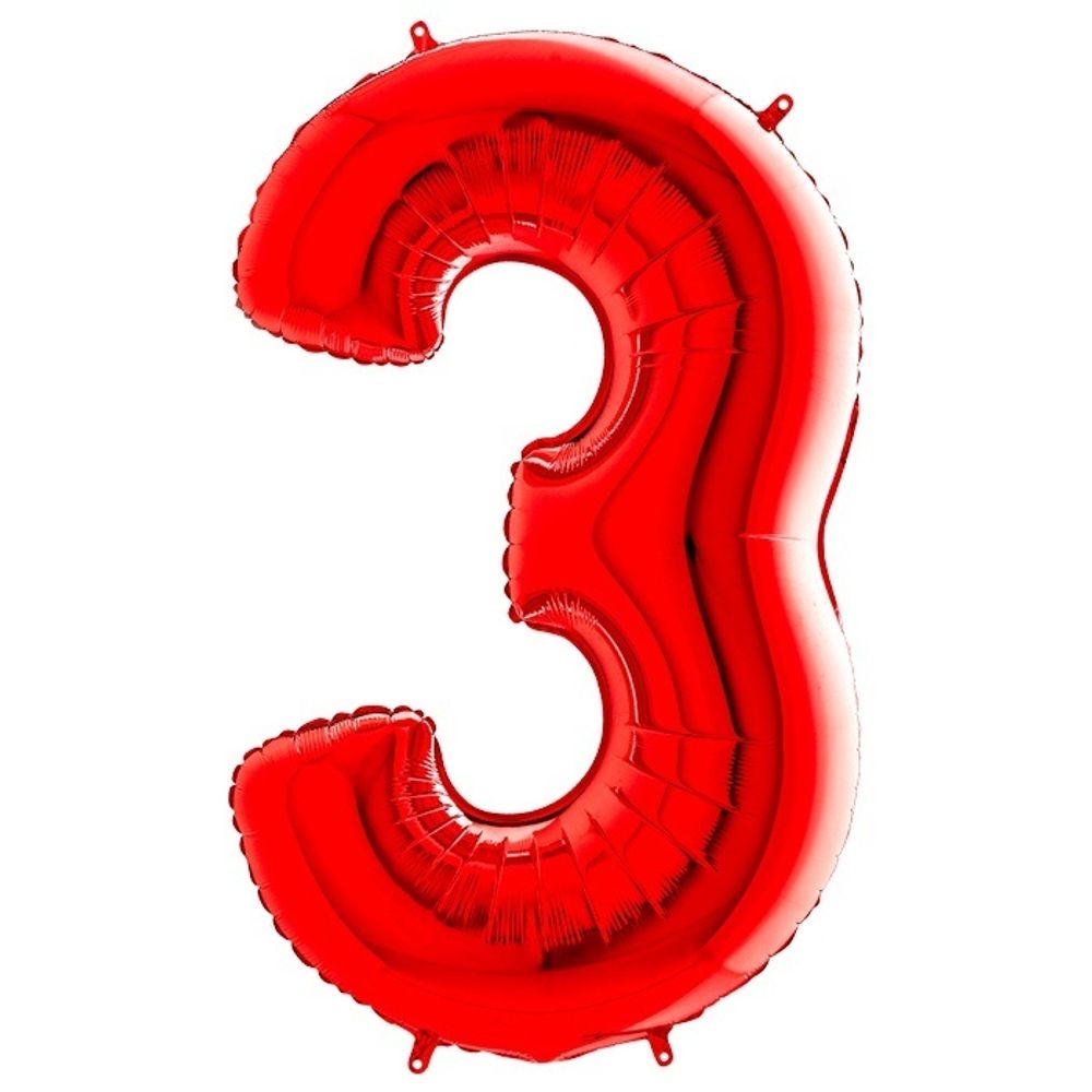 Шар фольгированный ЦИФРА &quot;3&quot; 40&quot; Red с гелием