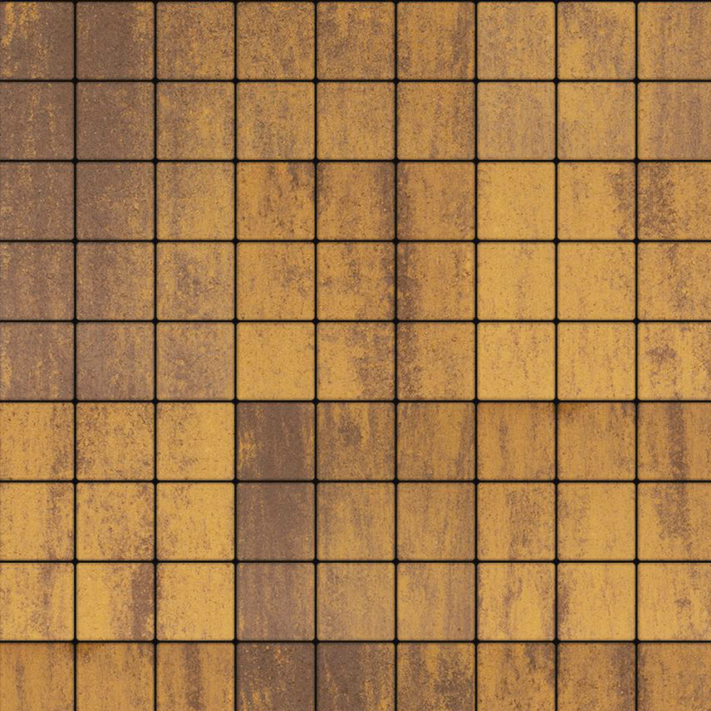 Тротуарная плитка КВАДРАТ 100х100 мм - Листопад гладкий Янтарь