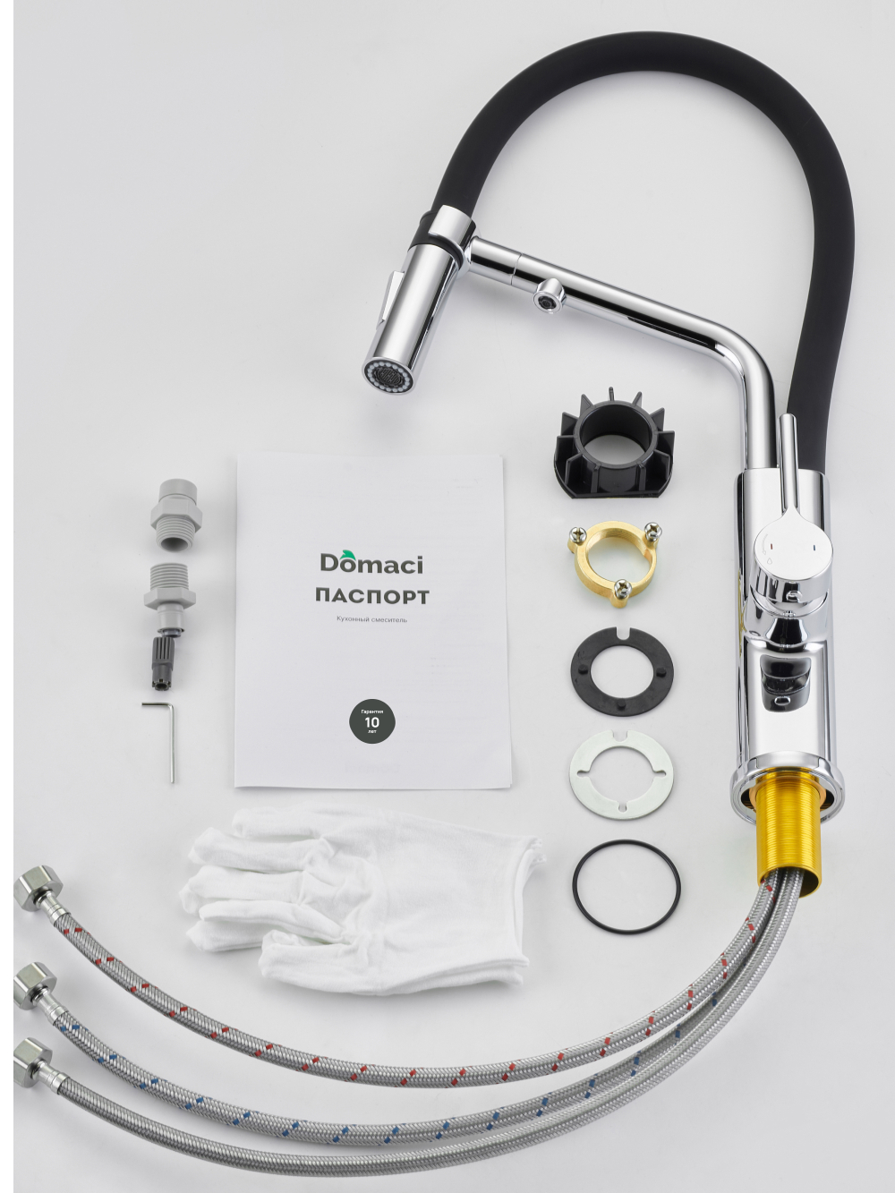Смеситель для кухни Domaci Римини D569174CR с гибким изливом, хром