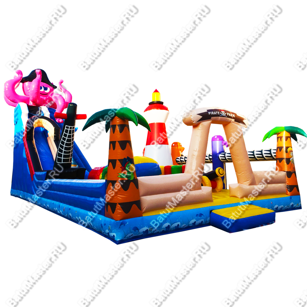 Коммерческий надувной батут "Пиратский парк" 15*7*8 м