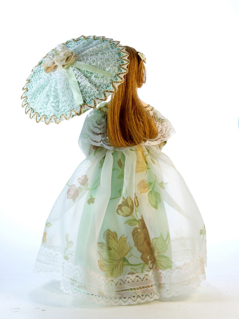 Кукла коллекционная Барышня в летнем платье с зонтиком 19 века