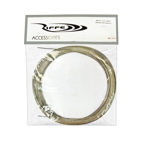 Линь - тросик из нержавеющей стали Riffe, без покрытия. Длина 100' (30,5 м). Нагрузка на разрыв Нагрузка на разрыв 227 кг/500 lb.