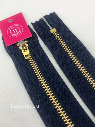 Молния темный джинс синяя золотая