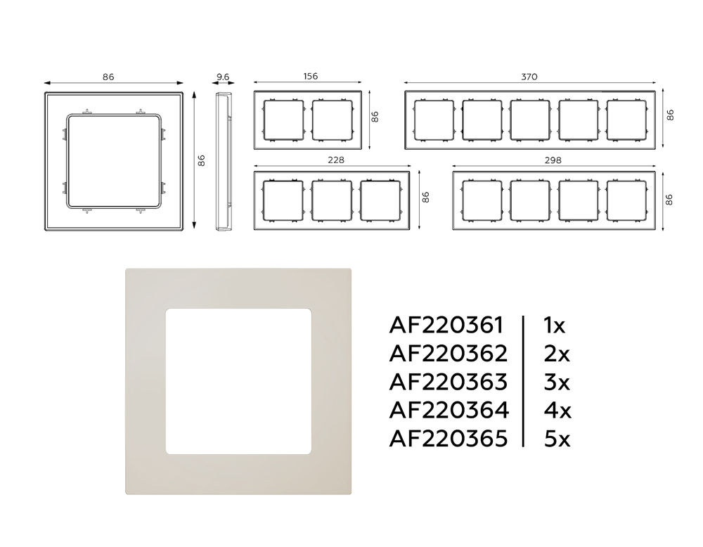 AF220363 Рамка ALFA Techno (Серо-бежевый матовый) 3-ая