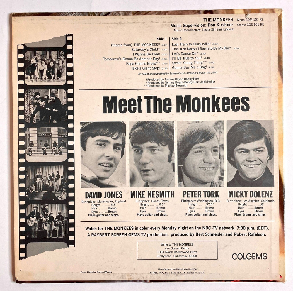 Винтажная виниловая пластинка LP The Monkees (USA 1966)