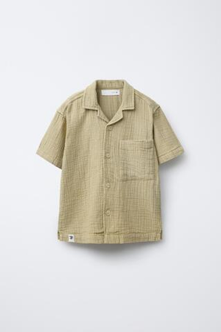 ZARA РУБАШКА ИЗ РЕЛЬЕФНОЙ ТКАНИ, СВЕТЛО-ЗЕЛЕНЫЙ