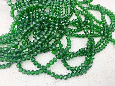 Бусины граненые Рондель, d 6 мм, 1 уп=10 нитей, 1 нить 45 см, травяной