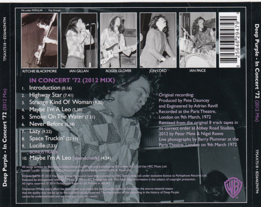 Deep Purple / In Concert '72 (CD)
