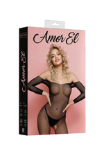 Боди-комбинезон в мелкую сетку с доступом Amor El черный S/L