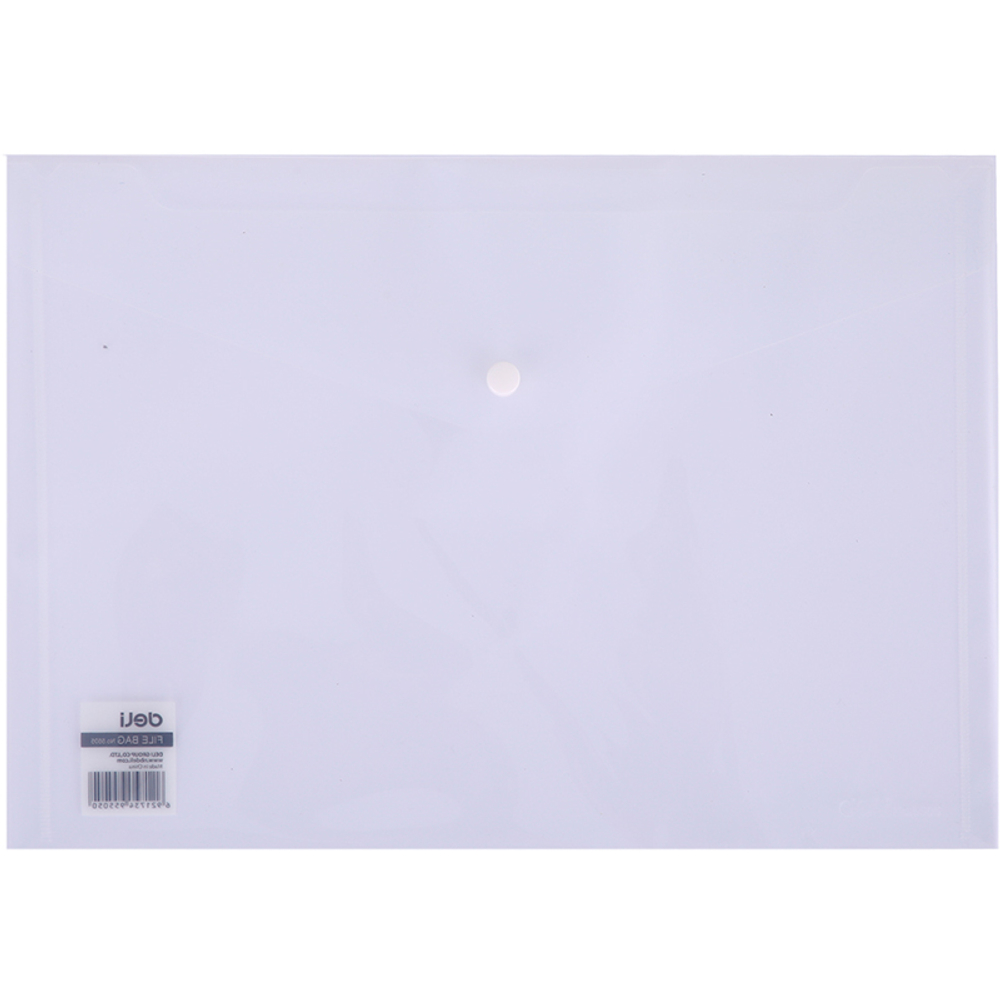 Папка-конверт на кнопке DELI "Aurora", А4, 0,16 мм, прозрачная