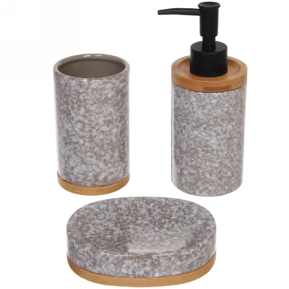 Набор для ванной из 3-х предметов керамический «Дюна» серый