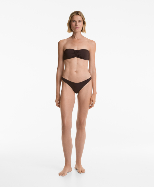 OYSHO Трусики-бикини U-образного выреза из пике средней степени покрытия, шоколадный