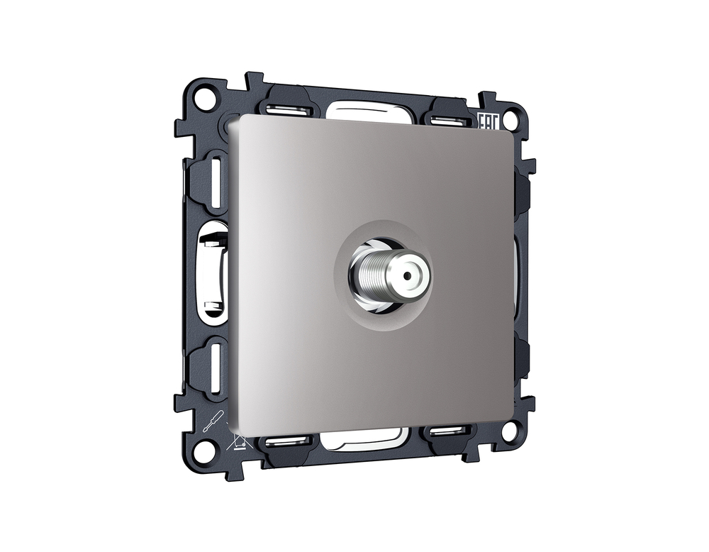 MA513050 Комплект механизма TV розетки SAT 5-2400MHz 3.5dB ALFA Сталь матовый QUANT (AP5130, VM215)