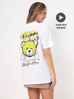 Футболка оверсайз свободная с принтом на спине