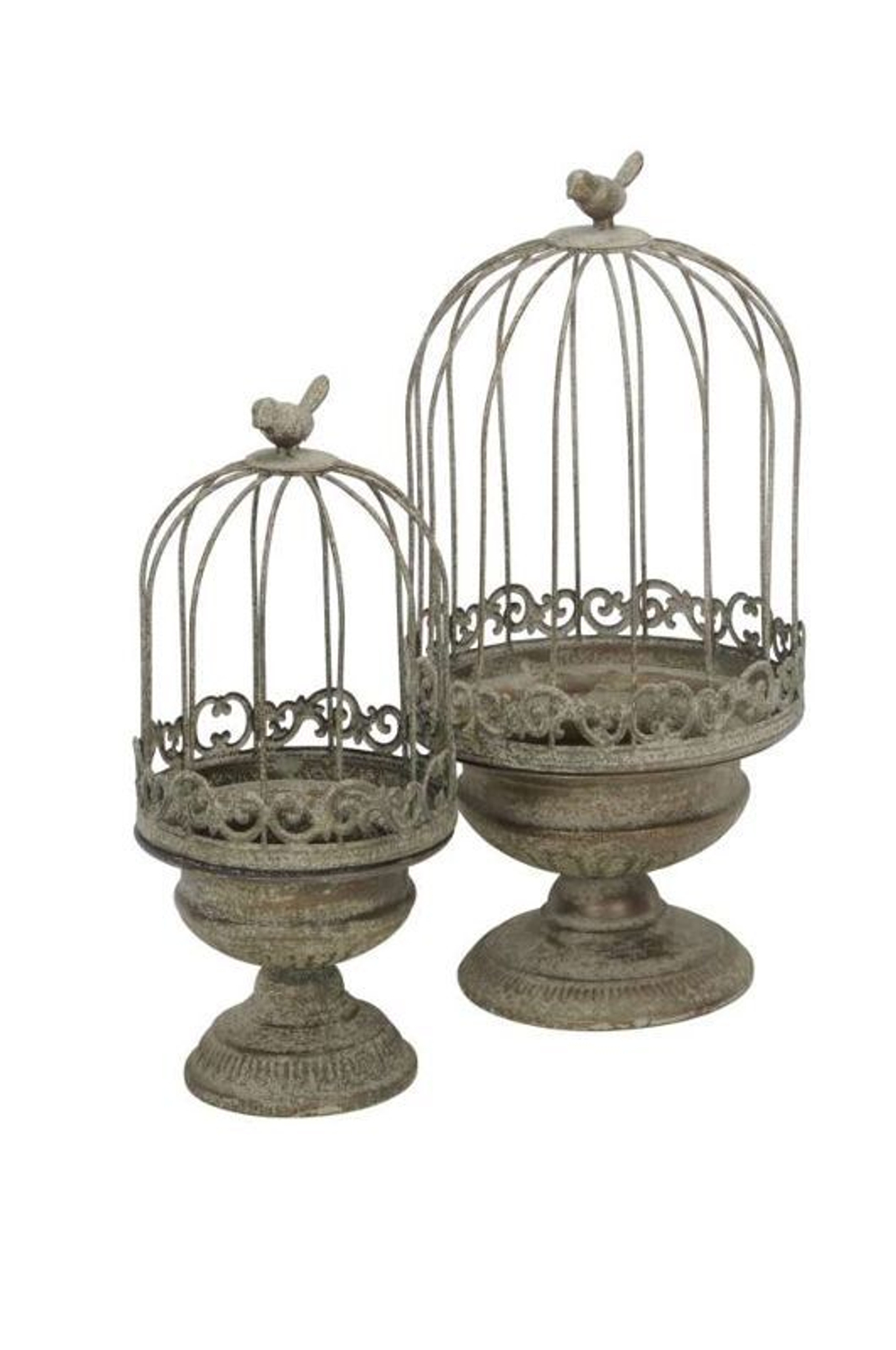 Набор из 2-х декоративных этажерок с клошем "Птички" 15,5x34см / 20x42см