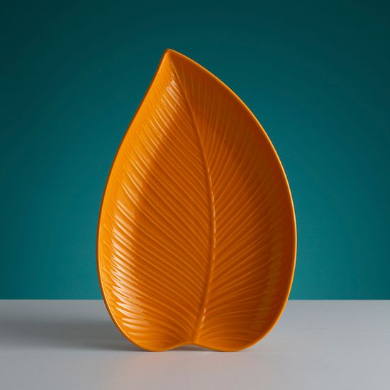 Блюдо сервировочное in the forest leaf, 23х35 см, желтое