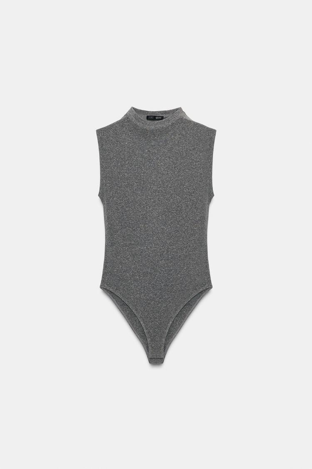 ZARA МЯГКОЕ БОДИ С ВОРОТНИКОМ-СТОЙКОЙ, ТЕМНО-СЕРЫЙ