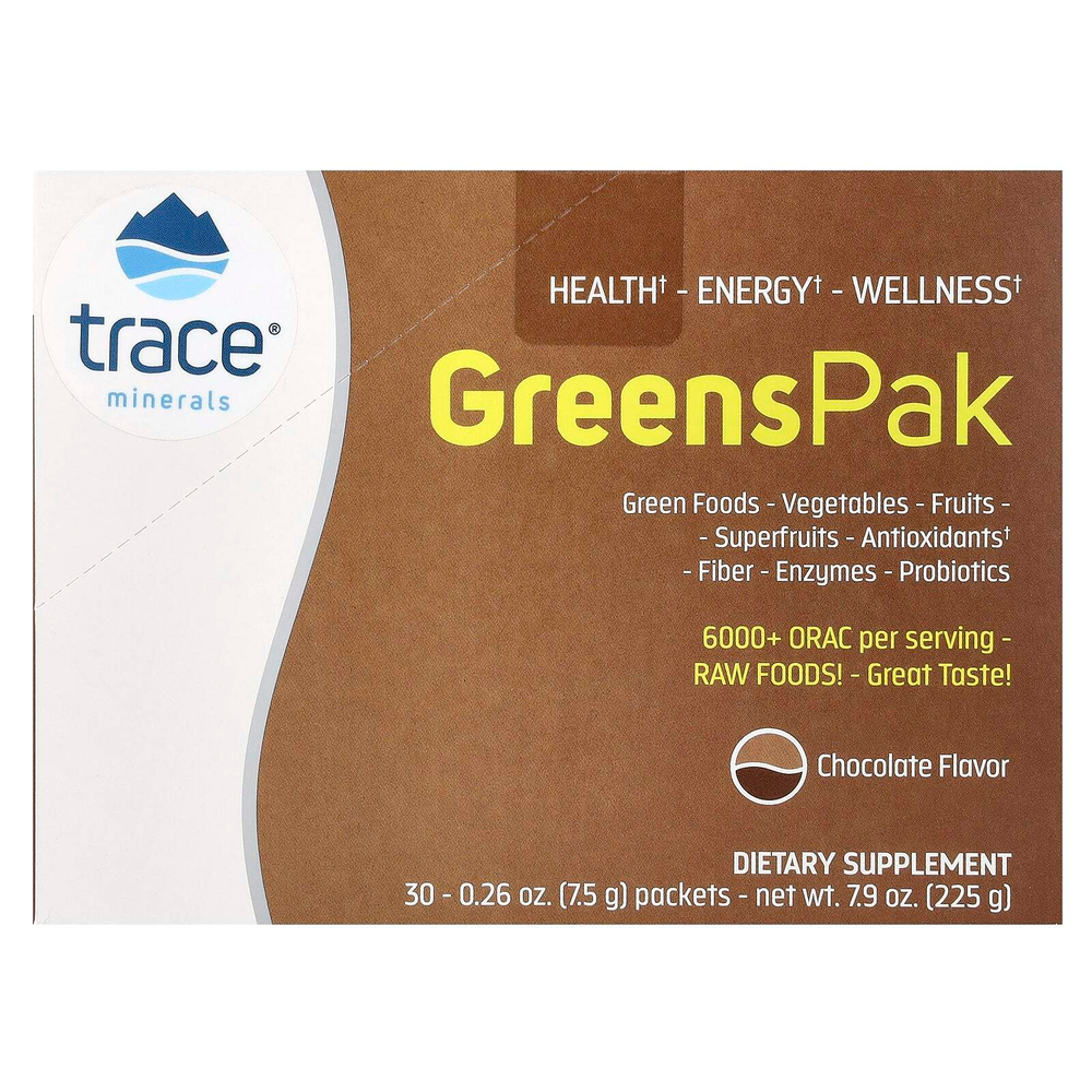 Trace, GreensPak, с шоколадным вкусом, 30 пакетиков, 7,5 г (0,26 унции) каждый