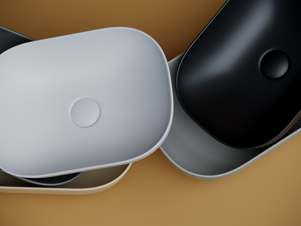 Умывальник чаша накладная прямоугольная (цвет Антрацит Матовый) Element 455x325x135мм