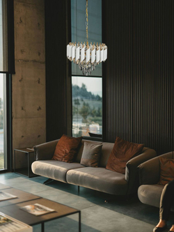 Люстра подвесная Lanbos, 4 лампы Е14, 160 Вт, до 12 кв м, белая+золото